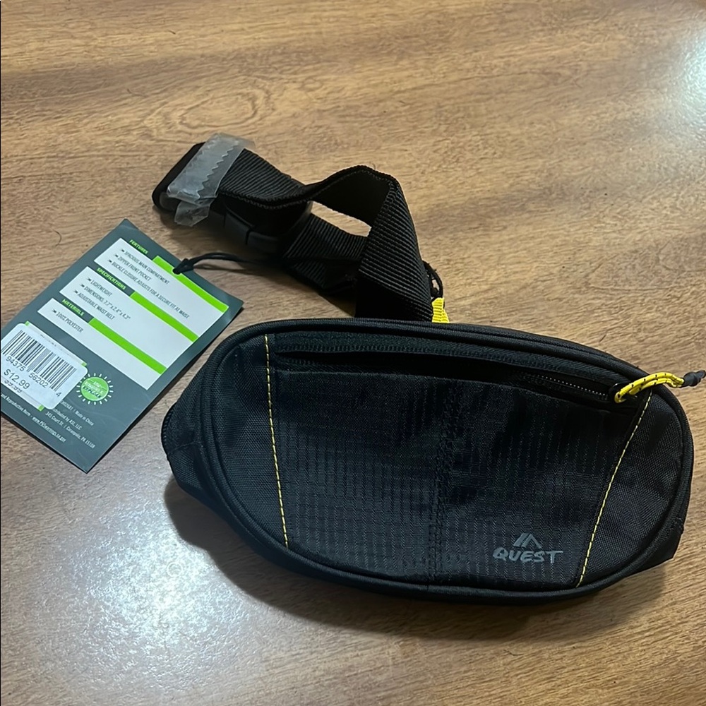 Quest Black Belt Bag with Yellow Accents